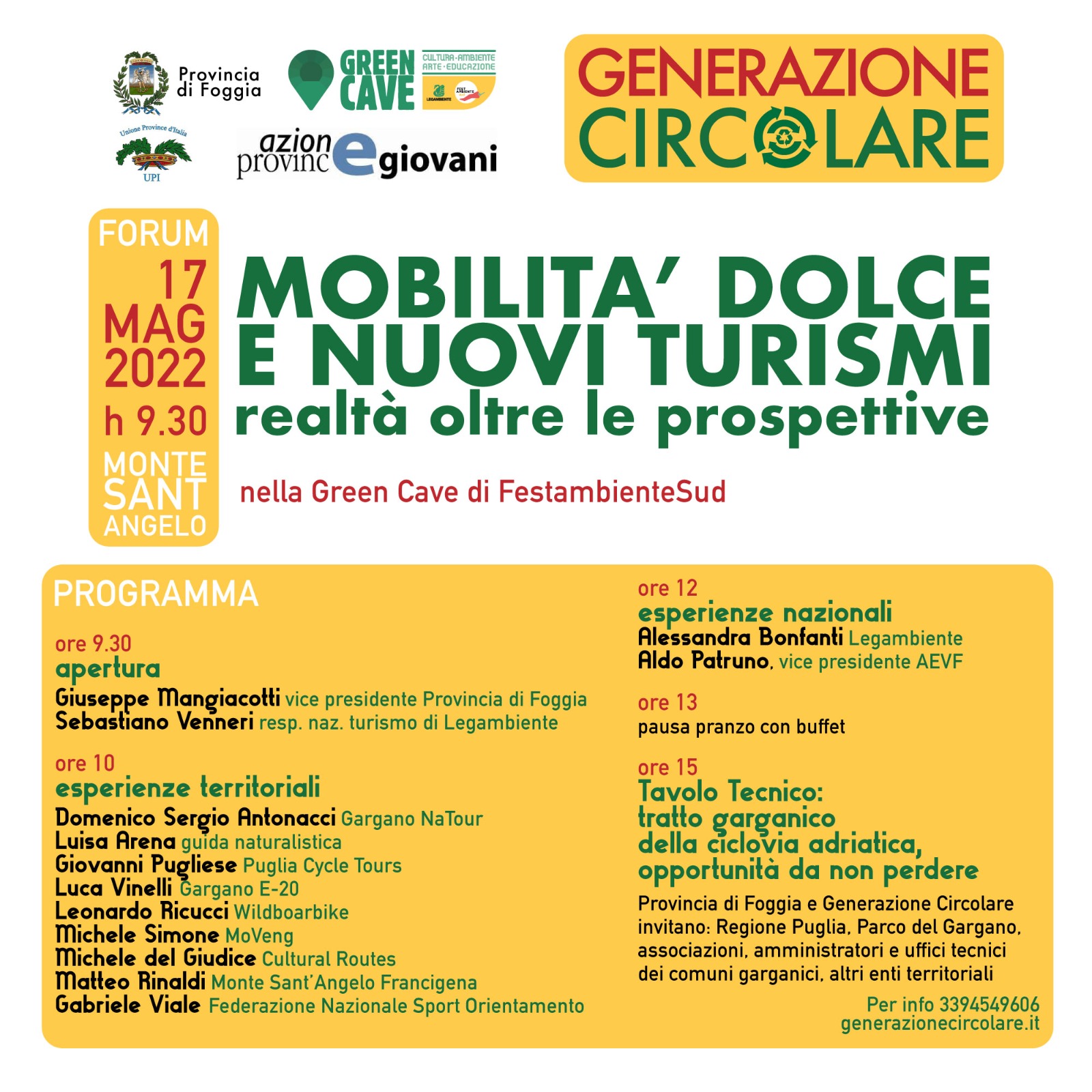 Mobilità dolce e nuovi turismi: realtà oltre le prospettive (17 maggio – Monte Sant’Angelo)